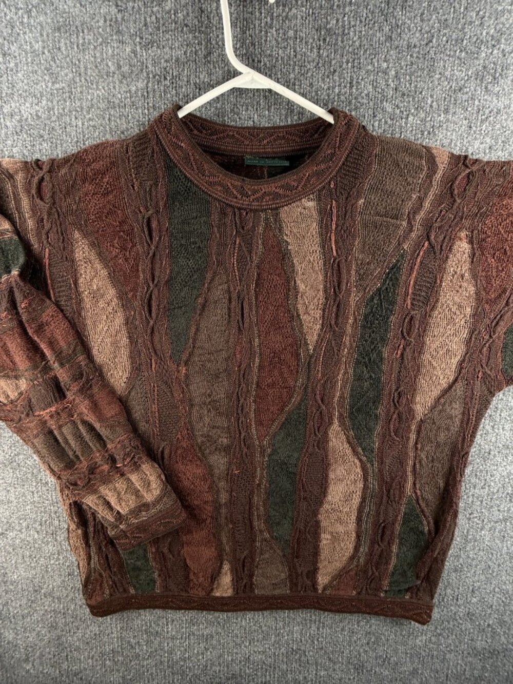 COOGI Australia Alpaca Cotton Blend Sweater Men Knit Large Brown Lightweight